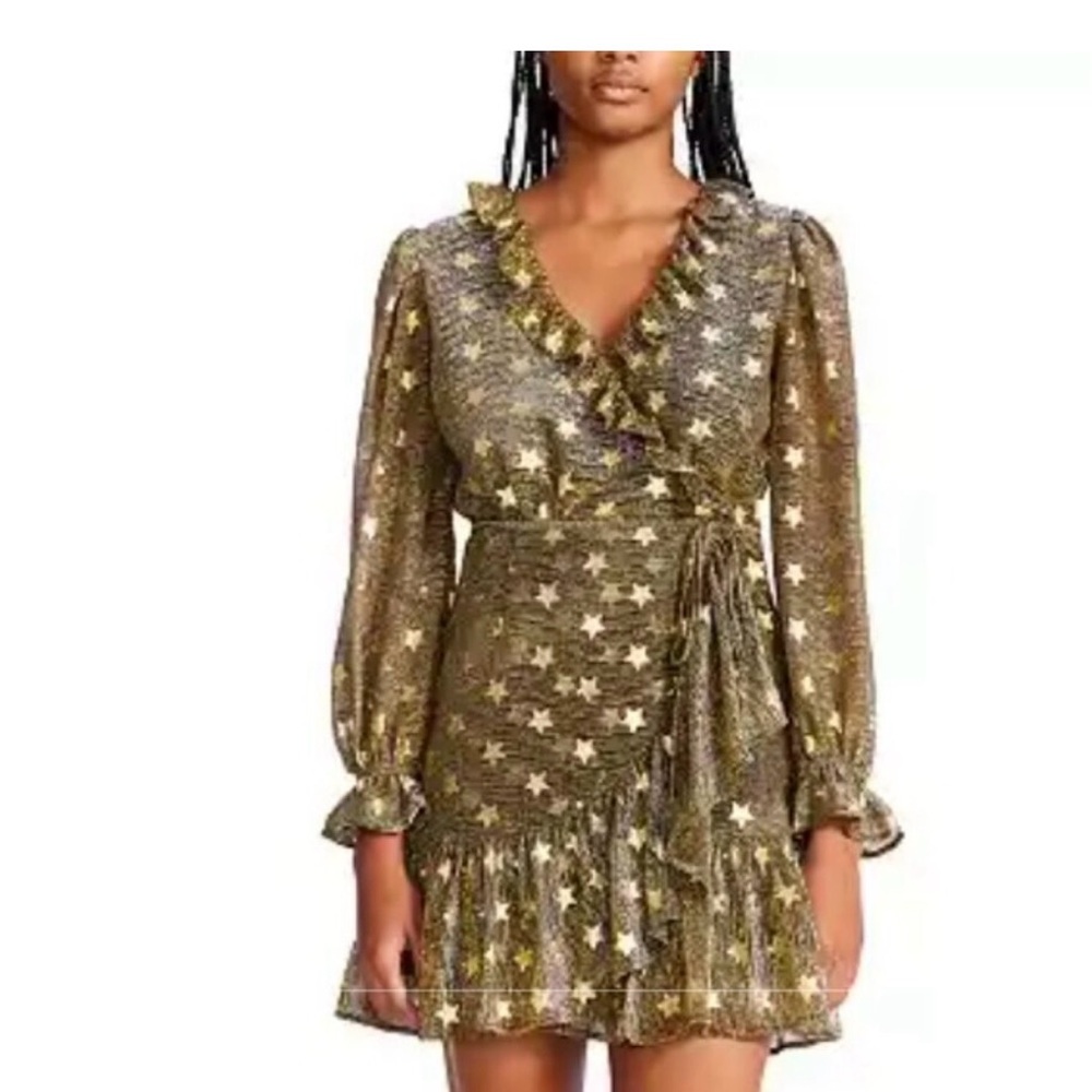 Betsey Johnson metallic black Gold Star Dress NWT size XL